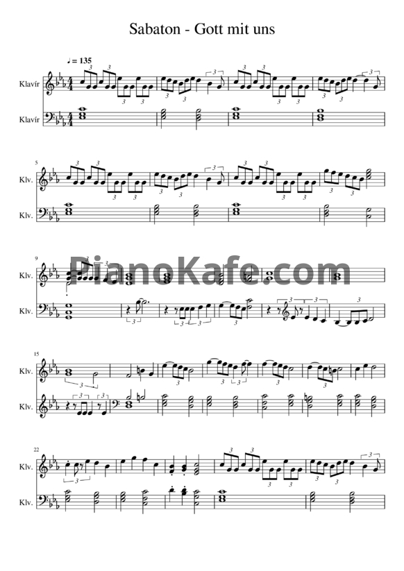 Ноты Sabaton - Got Mitt Uns - PianoKafe.com