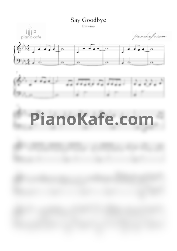 Ноты Entwine - Say goodbye - PianoKafe.com