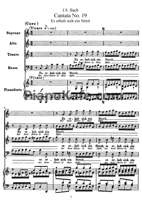 Ноты И. Бах - Кантата №19 "Es erhub ein Streit" (BWV 19) - PianoKafe.com