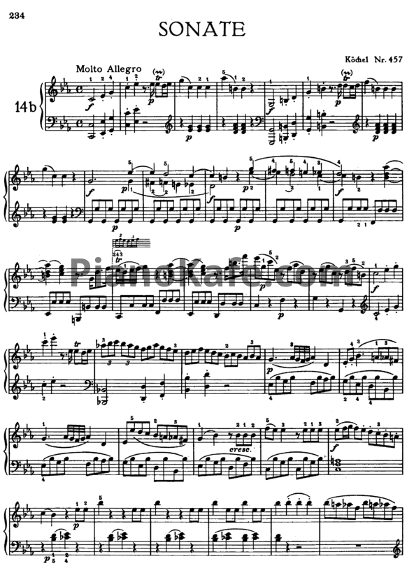 Ноты В. Моцарт - Соната №14b до минор (К. 457) - PianoKafe.com