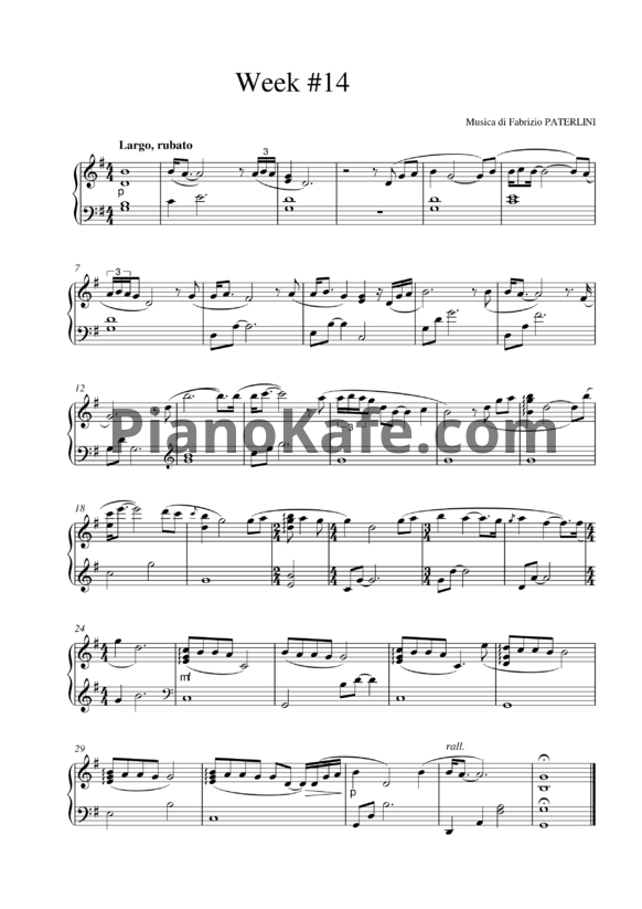 Ноты Fabrizio Paterlini - Week #14 - PianoKafe.com