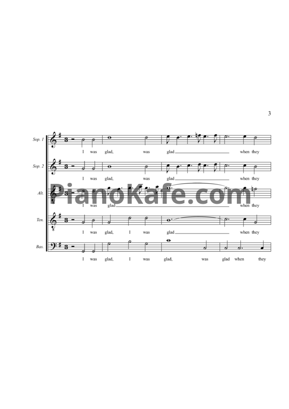 Ноты Генри Пёрселл - Антем "I was glad when they said unto me" (Z 19) - PianoKafe.com