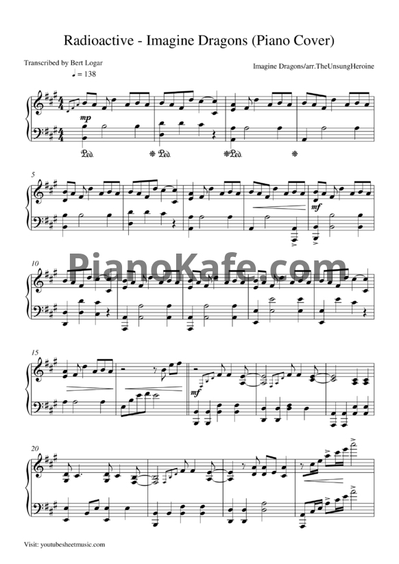 Ноты Imagine Dragons - Radioactive (Версия 2) - PianoKafe.com