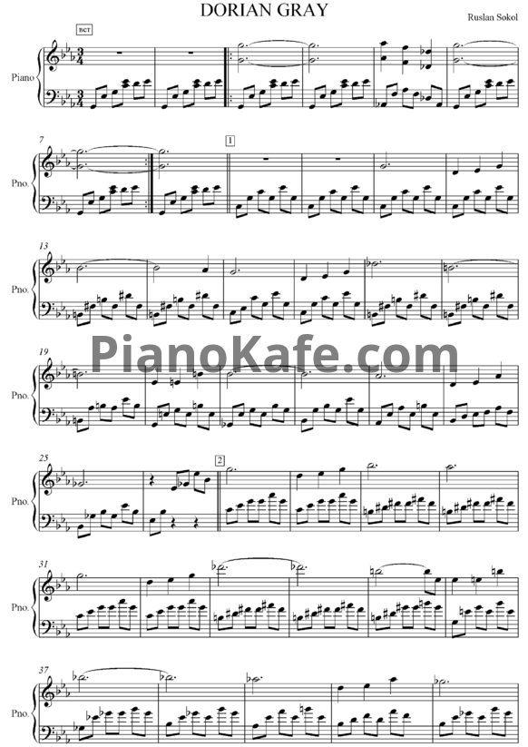 Ноты Ruslan Sokol - Dorian Gray main theme - PianoKafe.com