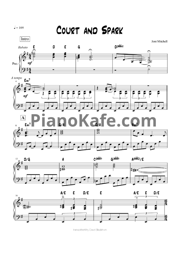 Ноты Joni Mitchell - Court and spark - PianoKafe.com