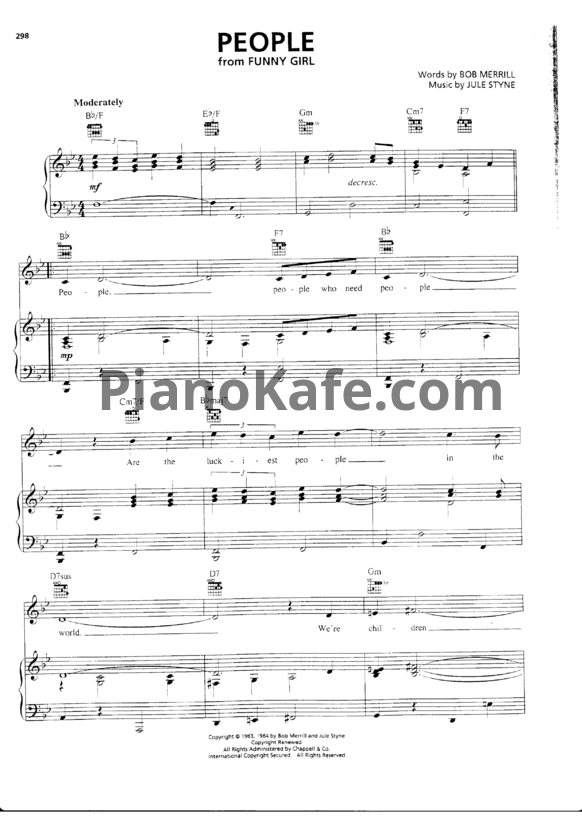 Ноты Jule Styne - People - PianoKafe.com