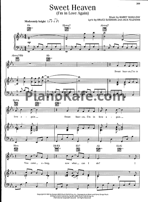 Ноты Barry Manilow - Sweet heaven (I'm in love again) - PianoKafe.com