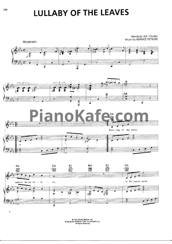 Ноты Bernice Petkere - Lullaby of the leaves - PianoKafe.com