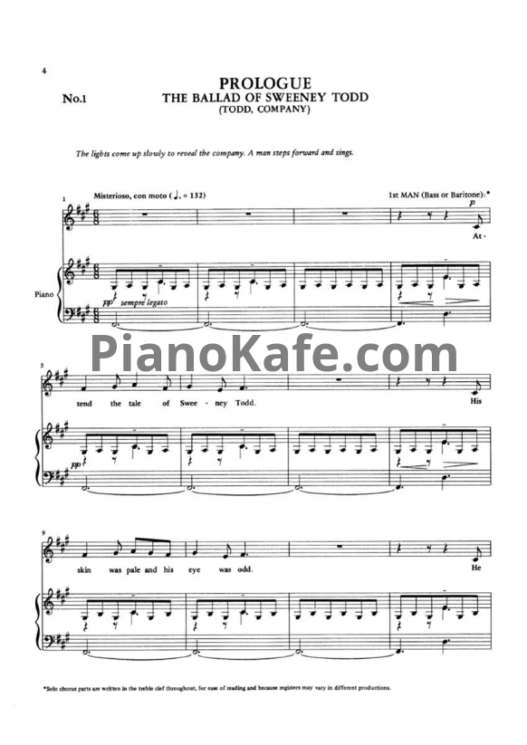 Ноты Stephen Sondheim - Prologue. The Ballad of Sweeney Todd - PianoKafe.com