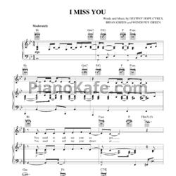 Ноты Miley Cyrus - I miss you - предпросмотр