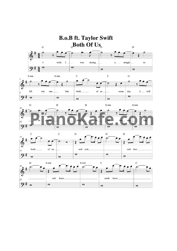 Ноты B.O.B ft Taylor Swift - Both of us - PianoKafe.com