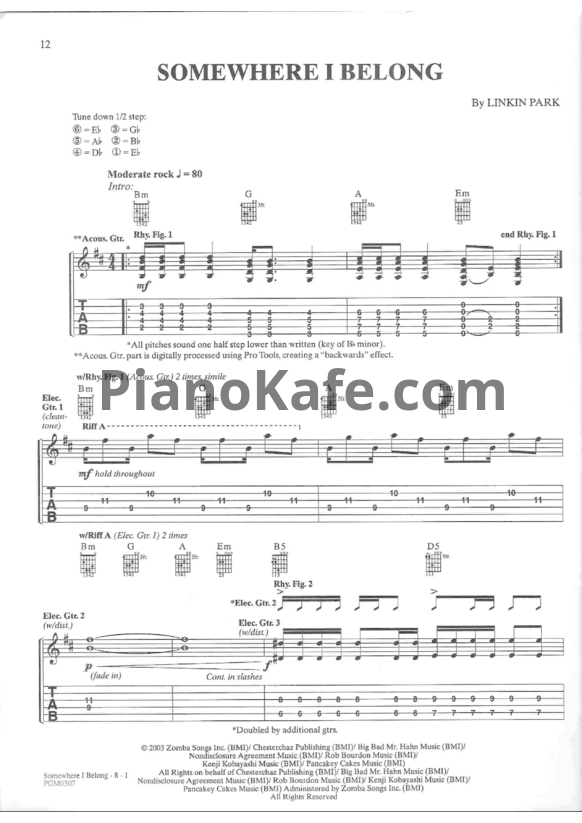 Ноты Linkin Park - Somewhere I belong - PianoKafe.com
