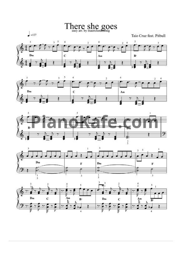 Ноты Taio Cruz - There she goes - PianoKafe.com