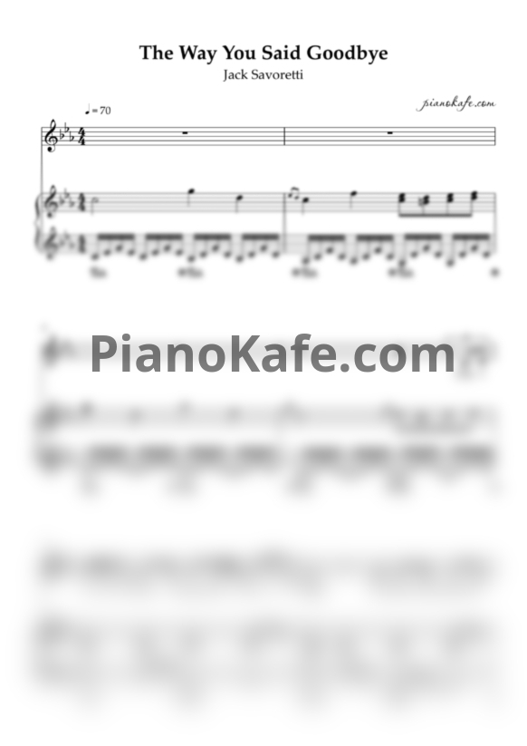 Ноты Jack Savoretti - The way you said goodbye - PianoKafe.com