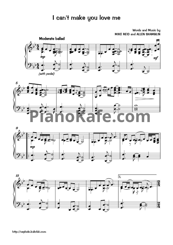 Ноты George Michael - I can't make you love me - PianoKafe.com
