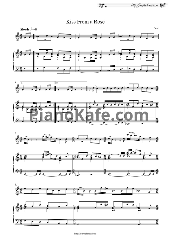 Ноты Seal - Kiss from a rose - PianoKafe.com