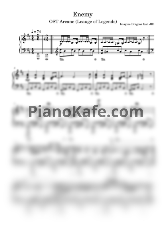 Ноты Imagine Dragons - Enemy - PianoKafe.com