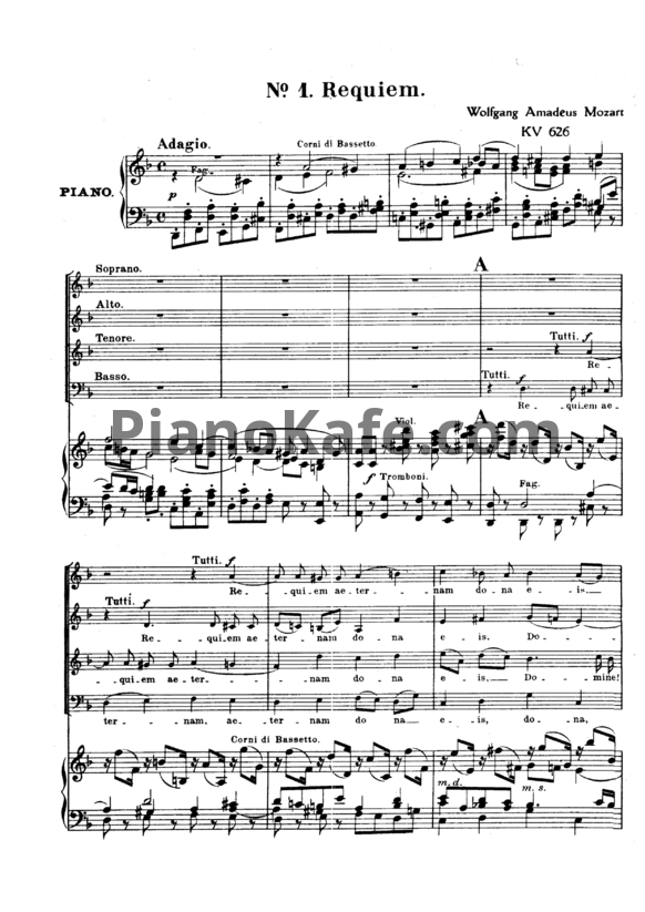 Ноты В. Моцарт - Реквием (KV 626) - PianoKafe.com