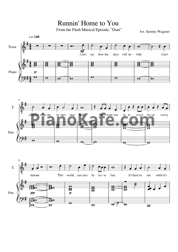 Ноты Grant Gustin – Running home to you - PianoKafe.com