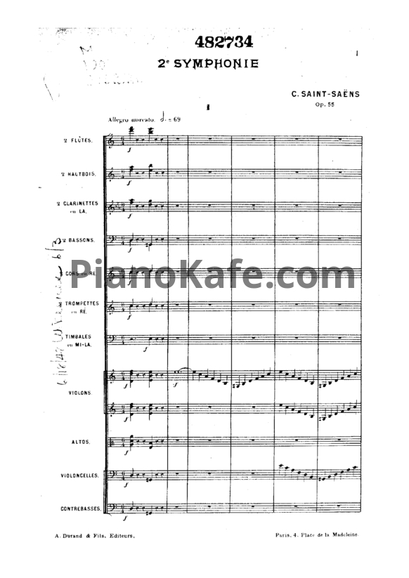 Ноты Камиль Сен-Санс - Симфония №2 ля минор (Op. 55) - PianoKafe.com