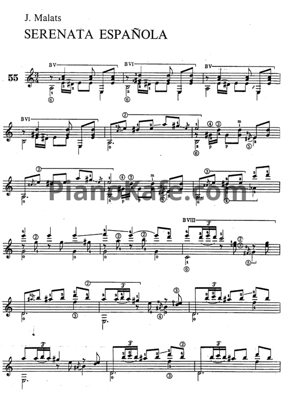 Ноты Хоакин Малатс - Испанская серенада - PianoKafe.com