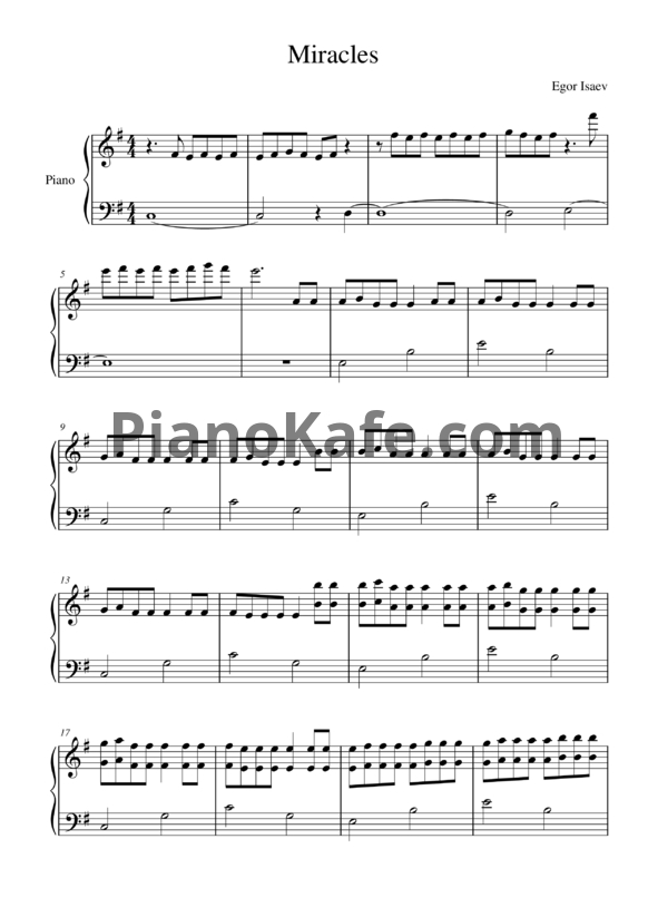 Ноты Egor Isaev - Miracles - PianoKafe.com