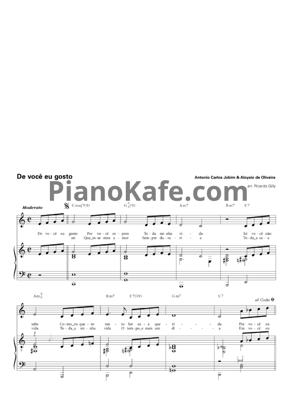Ноты Antonio Carlos Jobim & Aloysio de Oliveira - De você eu gosto - PianoKafe.com