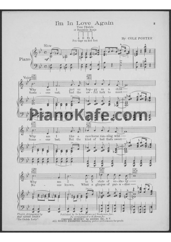 Ноты Cole Porter - I'm in love again - PianoKafe.com