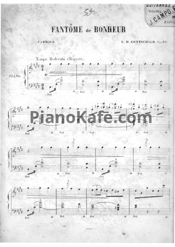 Ноты Луи Моро Готшалк - Fantôme de Bonheur (Op. 36) - PianoKafe.com