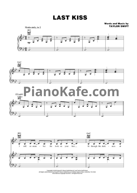 Ноты Taylor Swift - Last kiss - PianoKafe.com