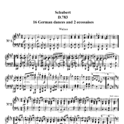 Ноты Франц Шуберт - 16 Немецких танцев для фортепиано (D 783) - предпросмотр