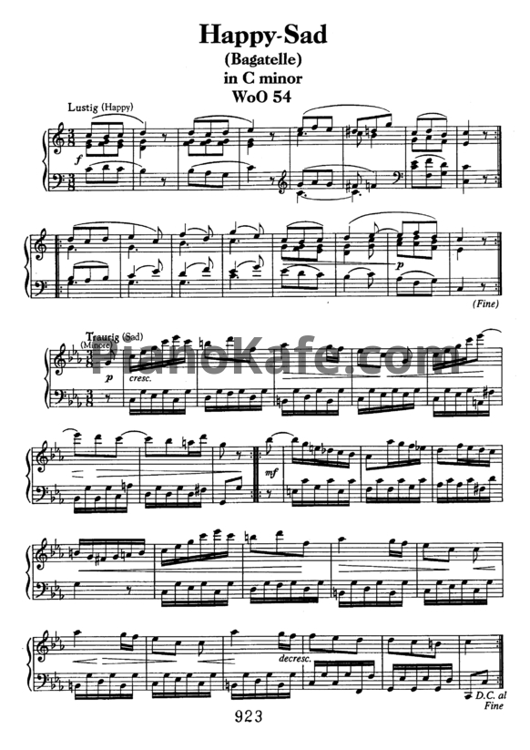 Ноты Л. В. Бетховен - Багатель Happy-sad до минор (WoO 54) - PianoKafe.com
