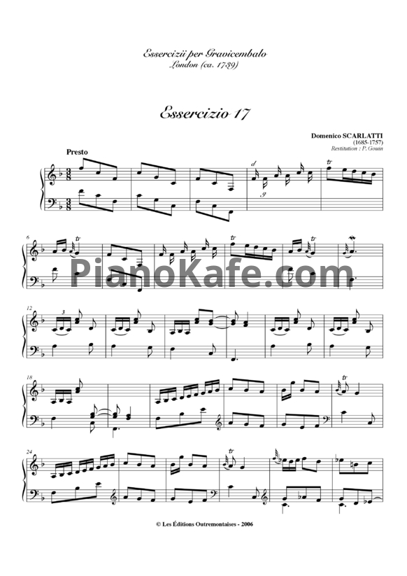 Ноты Д. Скарлатти - Соната K17 - PianoKafe.com