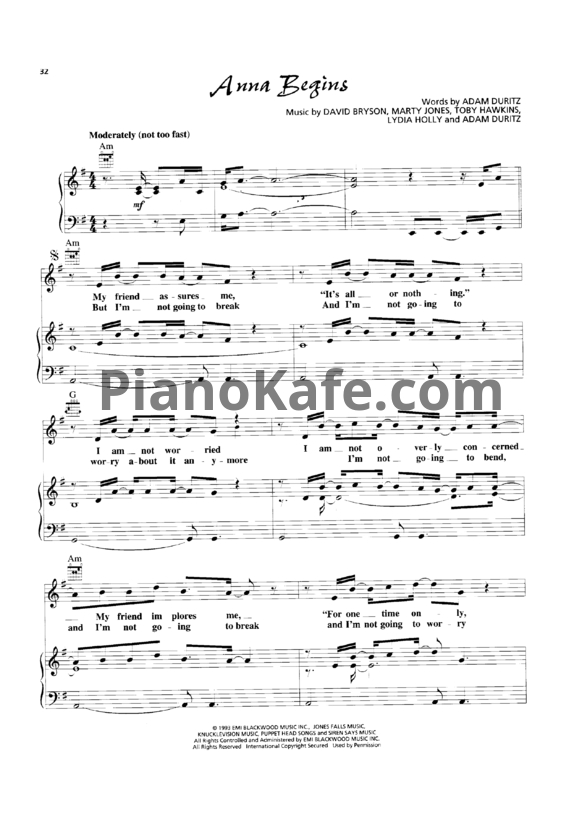 Ноты Counting Crows - Anna Begins - PianoKafe.com