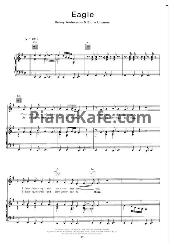 Ноты Abba - Eagle - PianoKafe.com