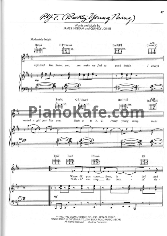 Ноты Michael Jackson - P.Y.T. (Pretty younng thing) - PianoKafe.com