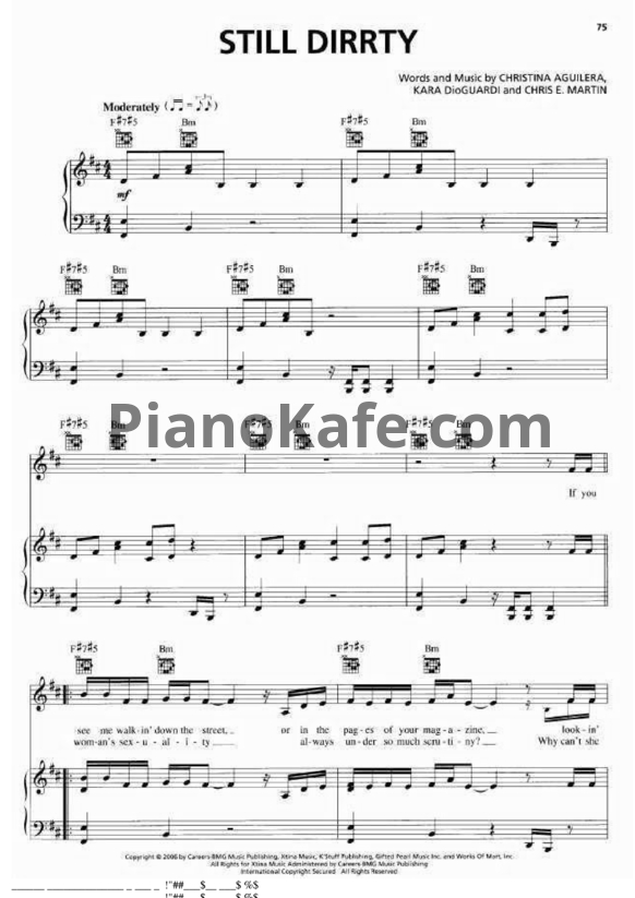 Ноты Christina Aguilera - Still dirrty - PianoKafe.com