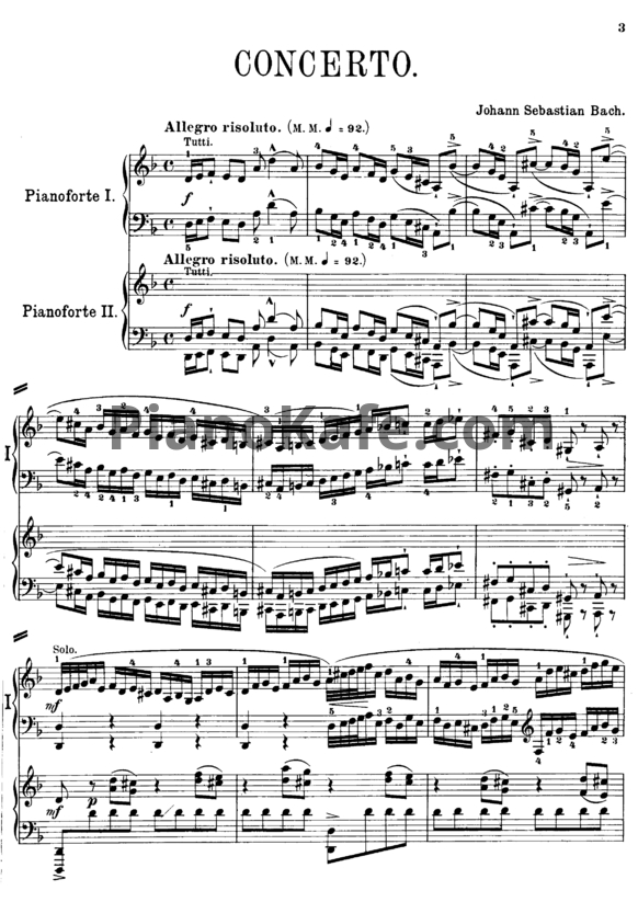 Ноты И. Бах - Концерт для фортепиано с оркестром ре минор - PianoKafe.com