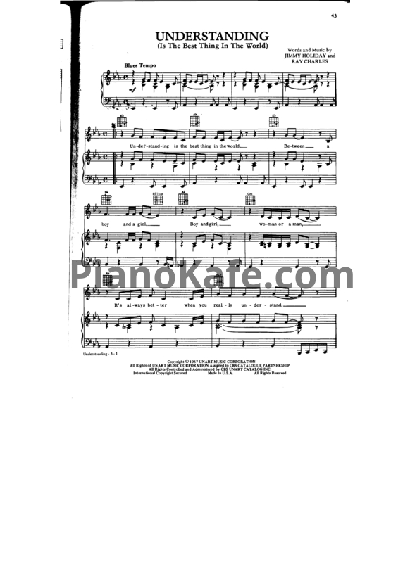 Ноты Ray Charles - Understanding - PianoKafe.com