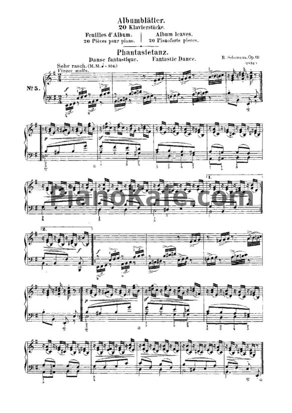 Ноты Роберт Шуман - Фантастический танец (Соч. 124, №5) - PianoKafe.com