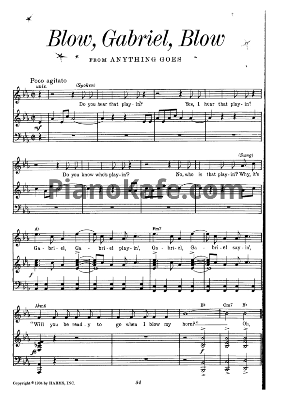 Ноты Cole Porter - Blow, Gabriel, blow! - PianoKafe.com