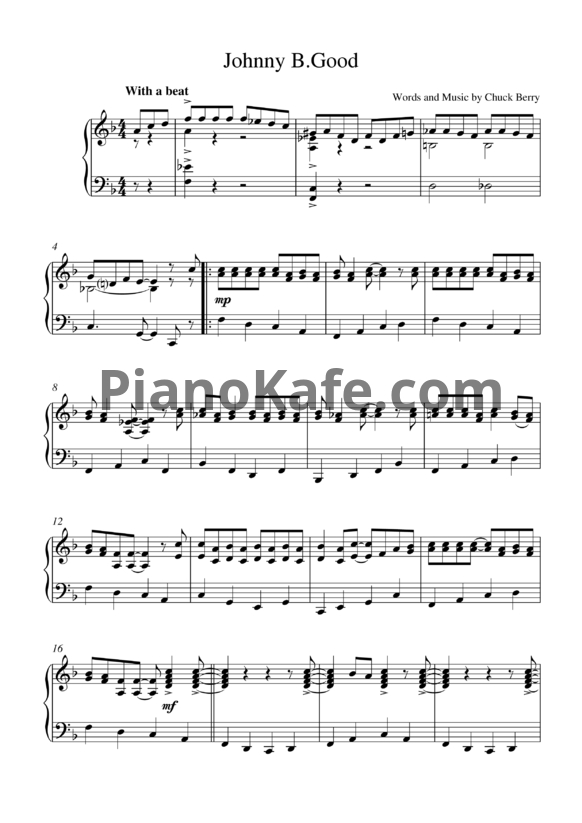 Ноты Chuck Berry - Johnny B. Goode - PianoKafe.com