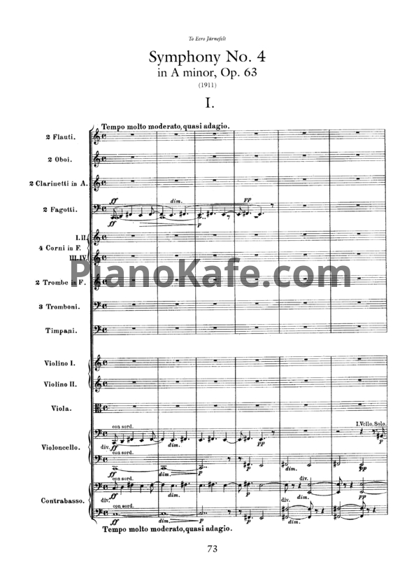 Ноты Ян Сибелиус - Симфония №4 ля минор (Op. 63, партитура) - PianoKafe.com