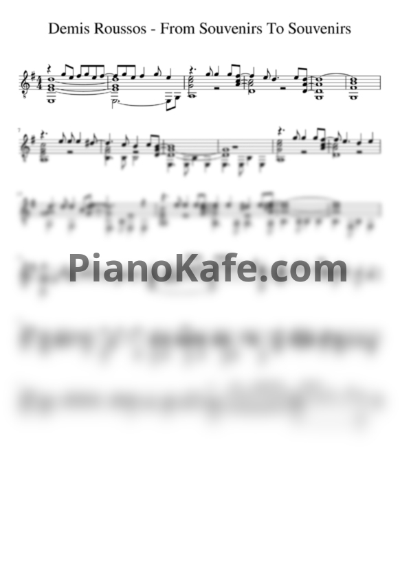 Ноты Demis Roussos - From souvenirs to souvenirs (гитара) - PianoKafe.com