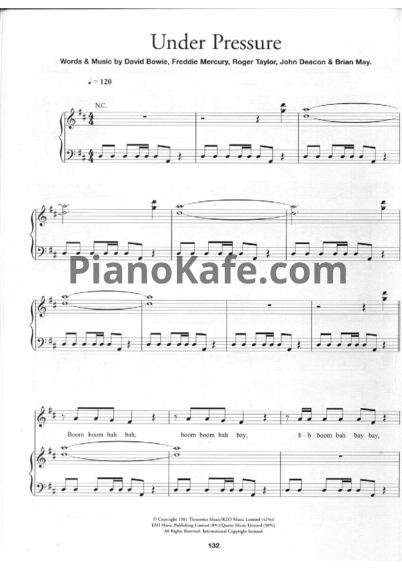 Ноты David Bowie - Under pressure - PianoKafe.com