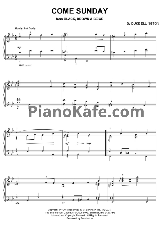 Ноты Duke Ellington - Come sunday - PianoKafe.com