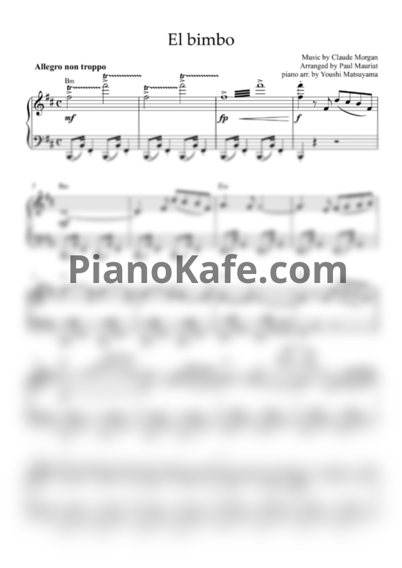 Ноты Paul Mauriat - El Bimbo - PianoKafe.com
