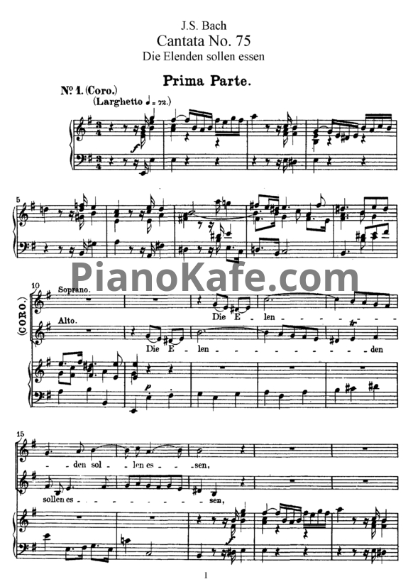 Ноты И. Бах - Кантата №75 "Die elenden sollen essen" (BWV 75) - PianoKafe.com