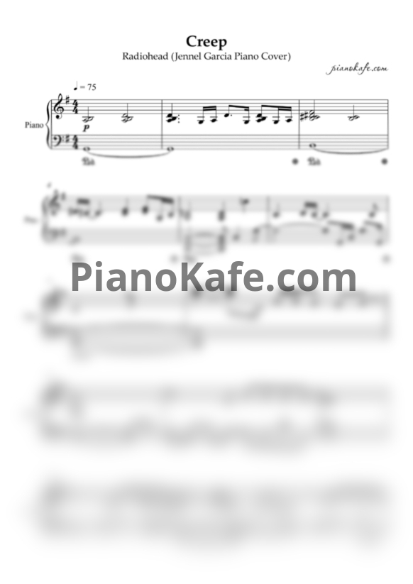 Ноты Radiohead - Creep (Jennel Garcia piano cover) - PianoKafe.com