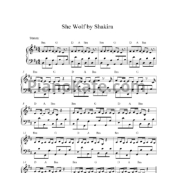 Ноты Shakira - She wolf - предпросмотр